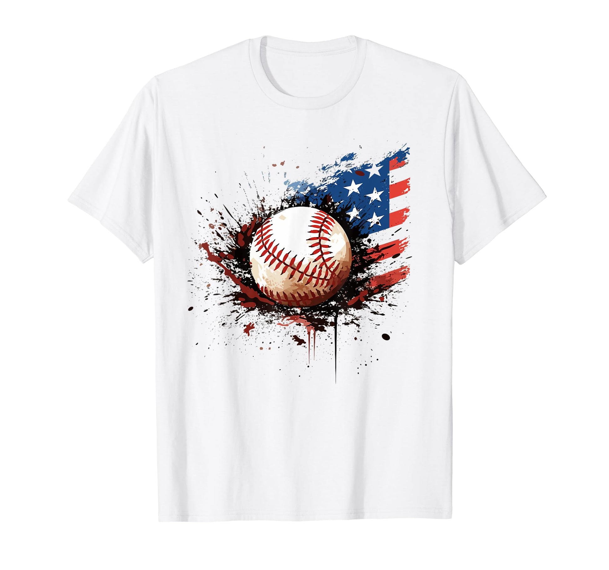 Baseball Usa Flag Grunge American T-Shirt - Minimalist Print for Adults - T-Shirt, Sweatshirt, Hoodie