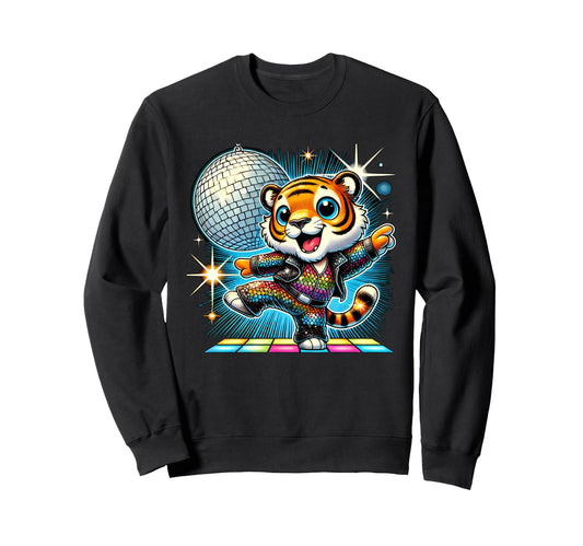 Aesthetic Tiger Disco Sweatshirt - Casual Everyday Wear Men Women - T-Shirt, Sweatshirt, Hoodie