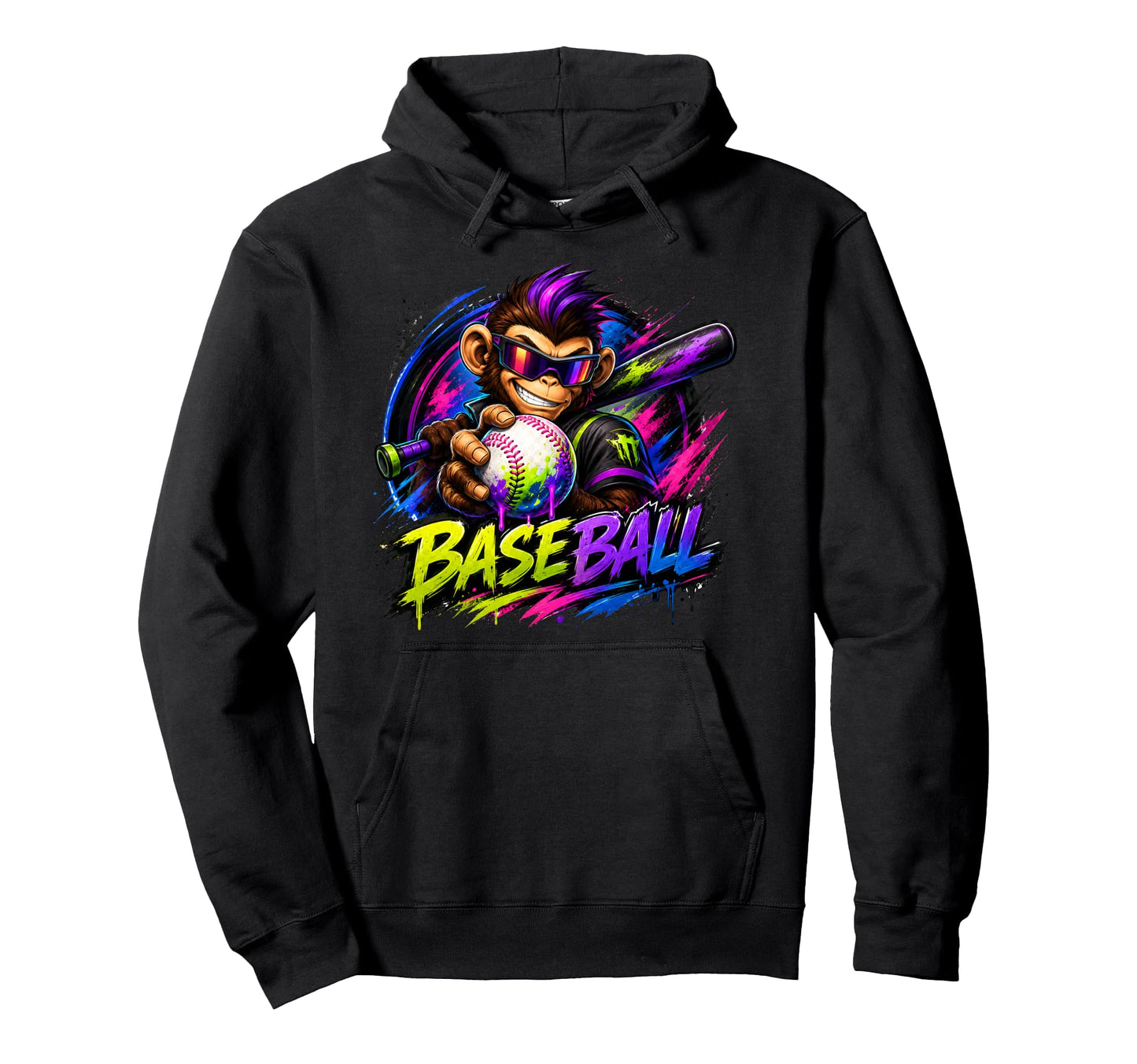 Monkey Funny Animals Baseball Ice Hoodie - Casual Everyday Wear Unisex - T-Shirt, Sweatshirt, Hoodie