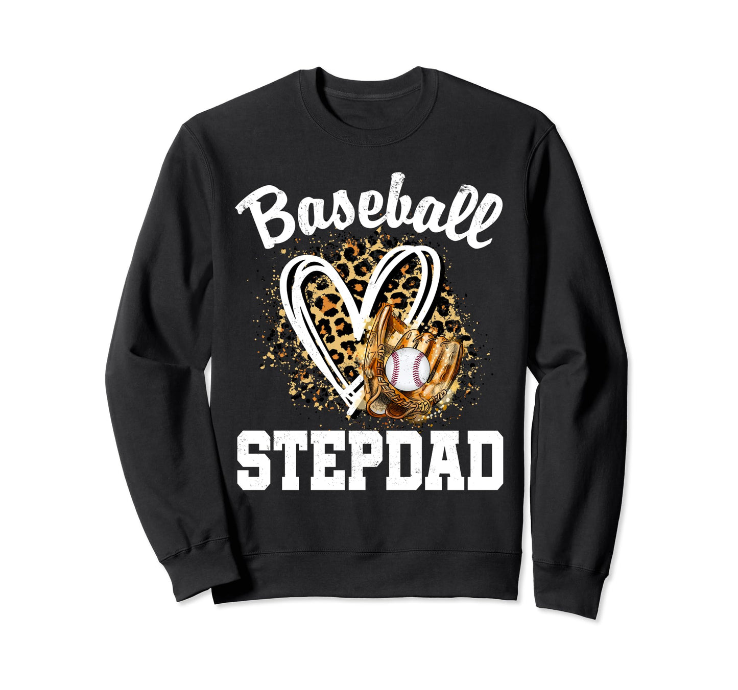 Baseball Stepdad Leopard Heart Sweatshirt - Minimalist Print for Adults - T-Shirt, Sweatshirt, Hoodie