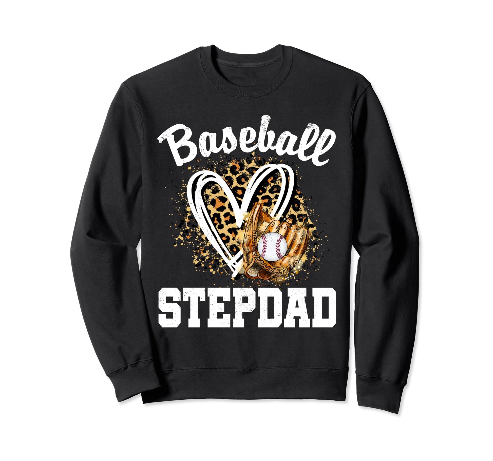 Baseball Stepdad Leopard Heart Sweatshirt - Minimalist Print for Adults - T-Shirt, Sweatshirt, Hoodie