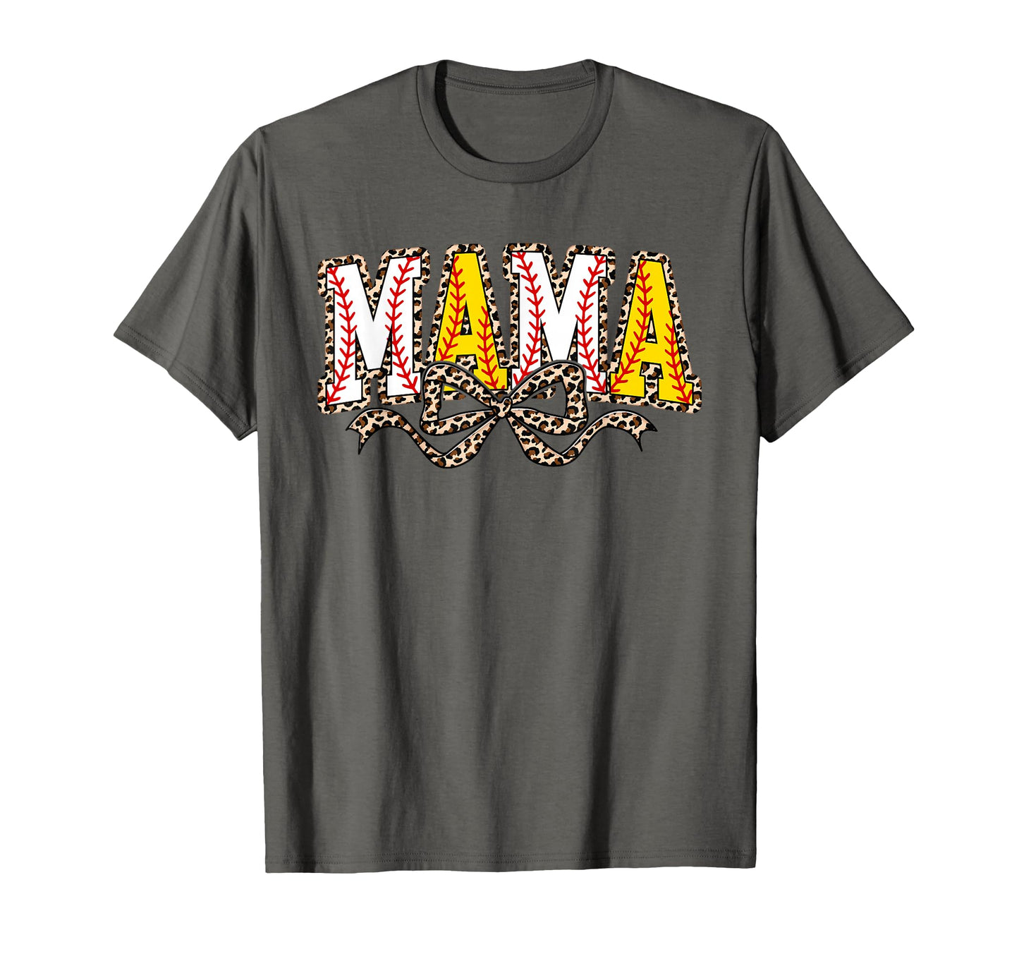Leopard Baseball Softball Mama Bow T-Shirt - Graphic Print Men Women - T-Shirt, Sweatshirt, Hoodie