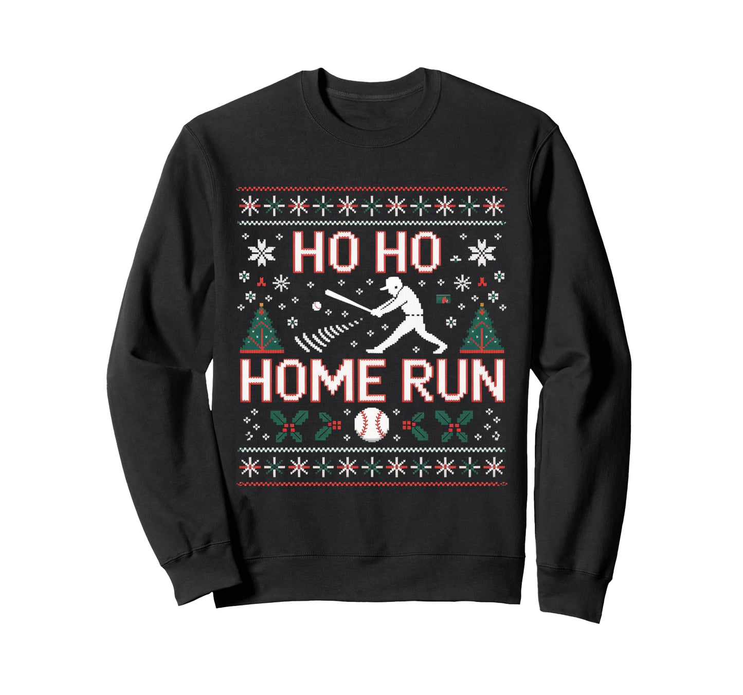 Ho Ho Home Run Baseball Sweatshirt - Graphic Print for Adults - T-Shirt, Sweatshirt, Hoodie