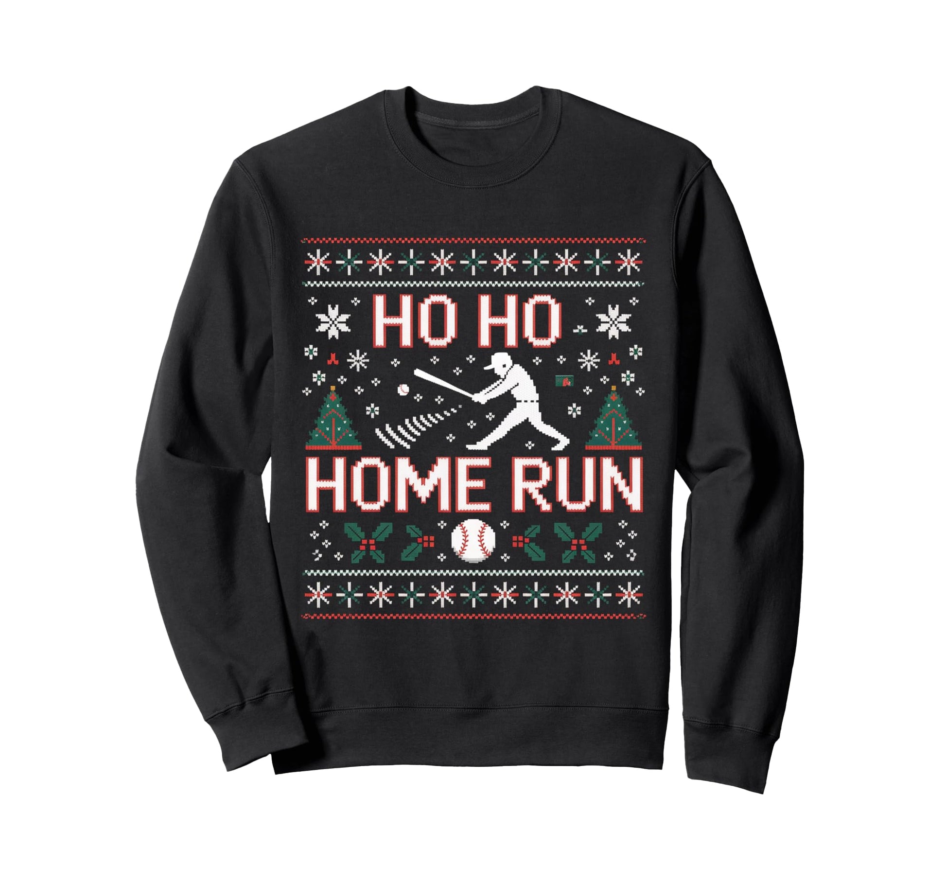 Ho Ho Home Run Baseball Sweatshirt - Graphic Print for Adults - T-Shirt, Sweatshirt, Hoodie