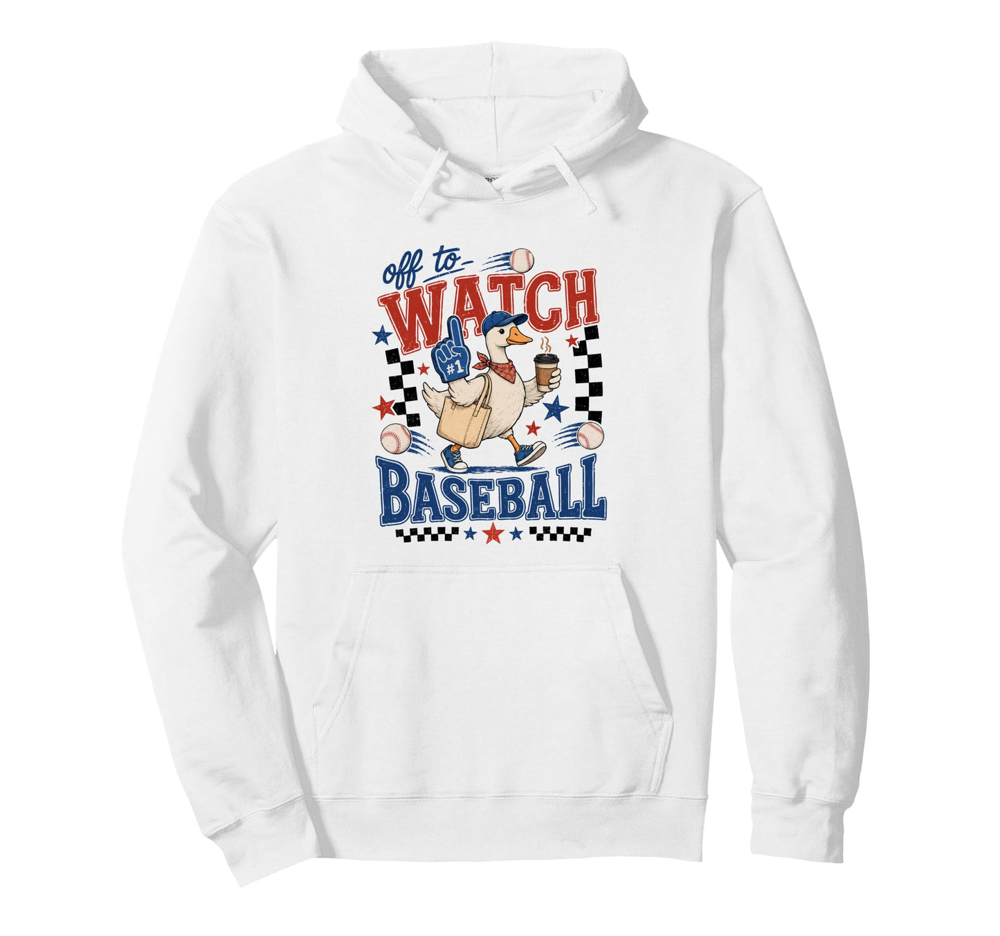 Off To Watch Baseball Goose Funny Hoodie - Custom Art Print for Adults - T-Shirt, Sweatshirt, Hoodie