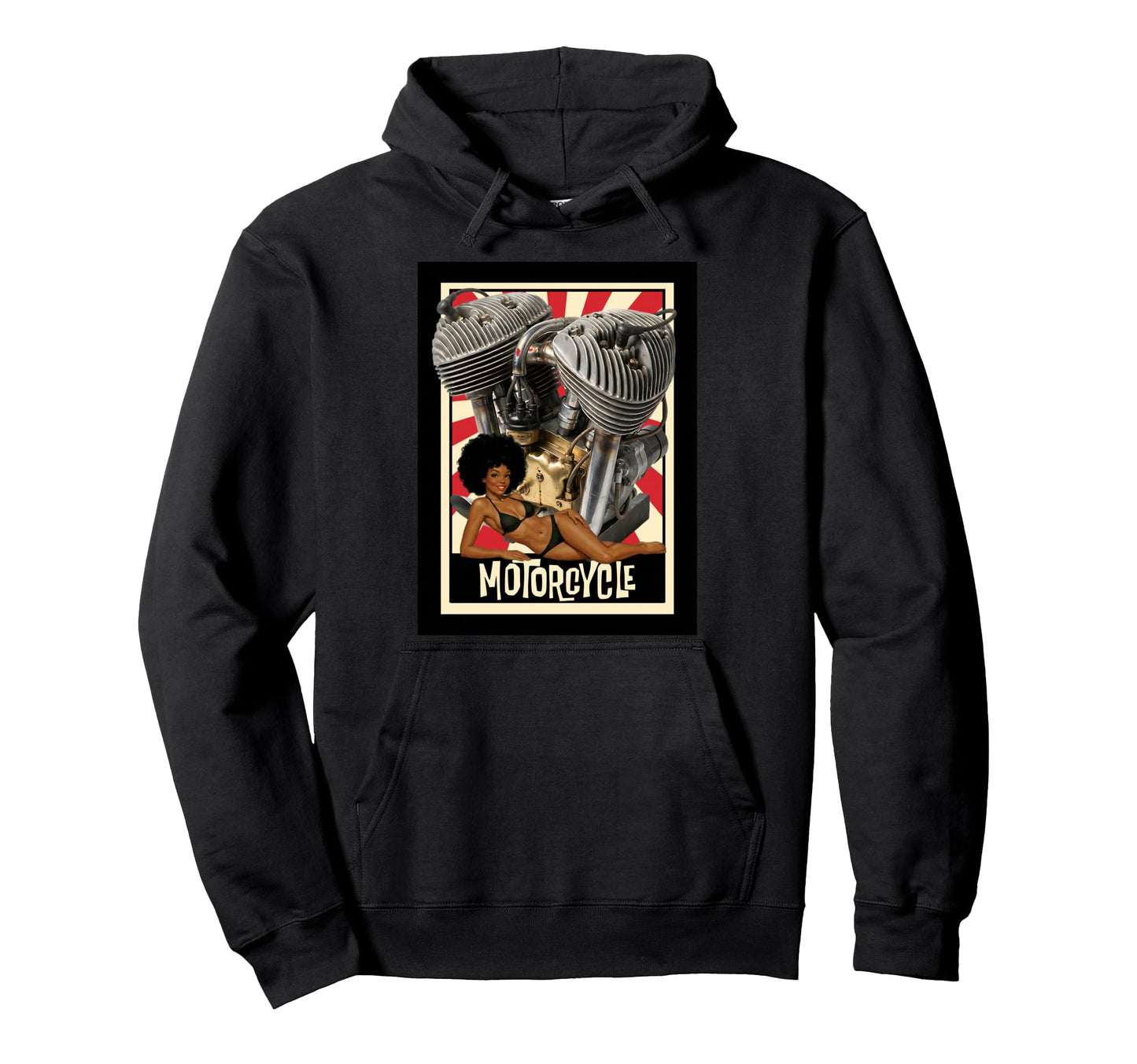 Motorcycle Engine Pinup Art Biker Hoodie - Fun Novelty Design Unisex - T-Shirt, Sweatshirt, Hoodie
