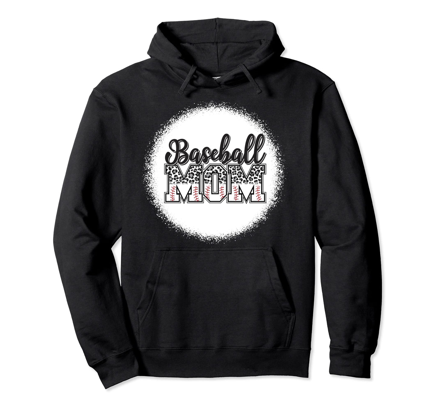 Baseball Mom Leopard Funny Softball Hoodie - Fun Novelty Design Men Women - T-Shirt, Sweatshirt, Hoodie