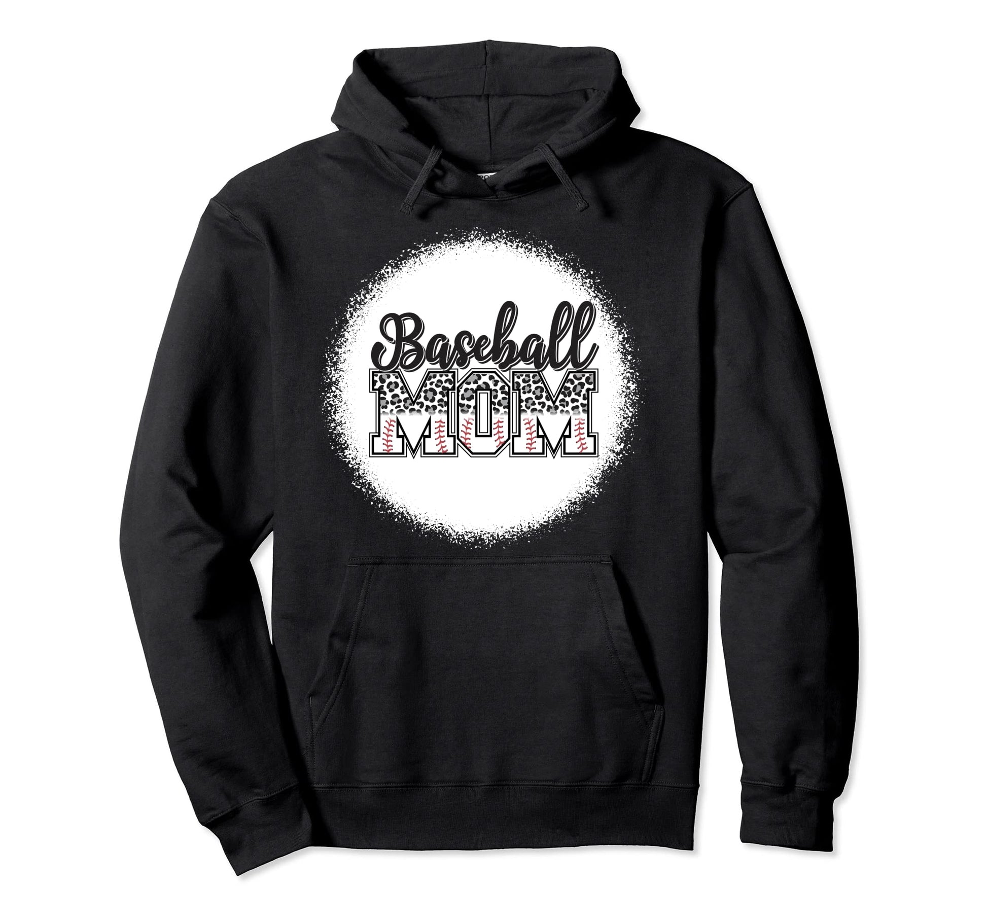 Baseball Mom Leopard Funny Softball Hoodie - Fun Novelty Design Men Women - T-Shirt, Sweatshirt, Hoodie
