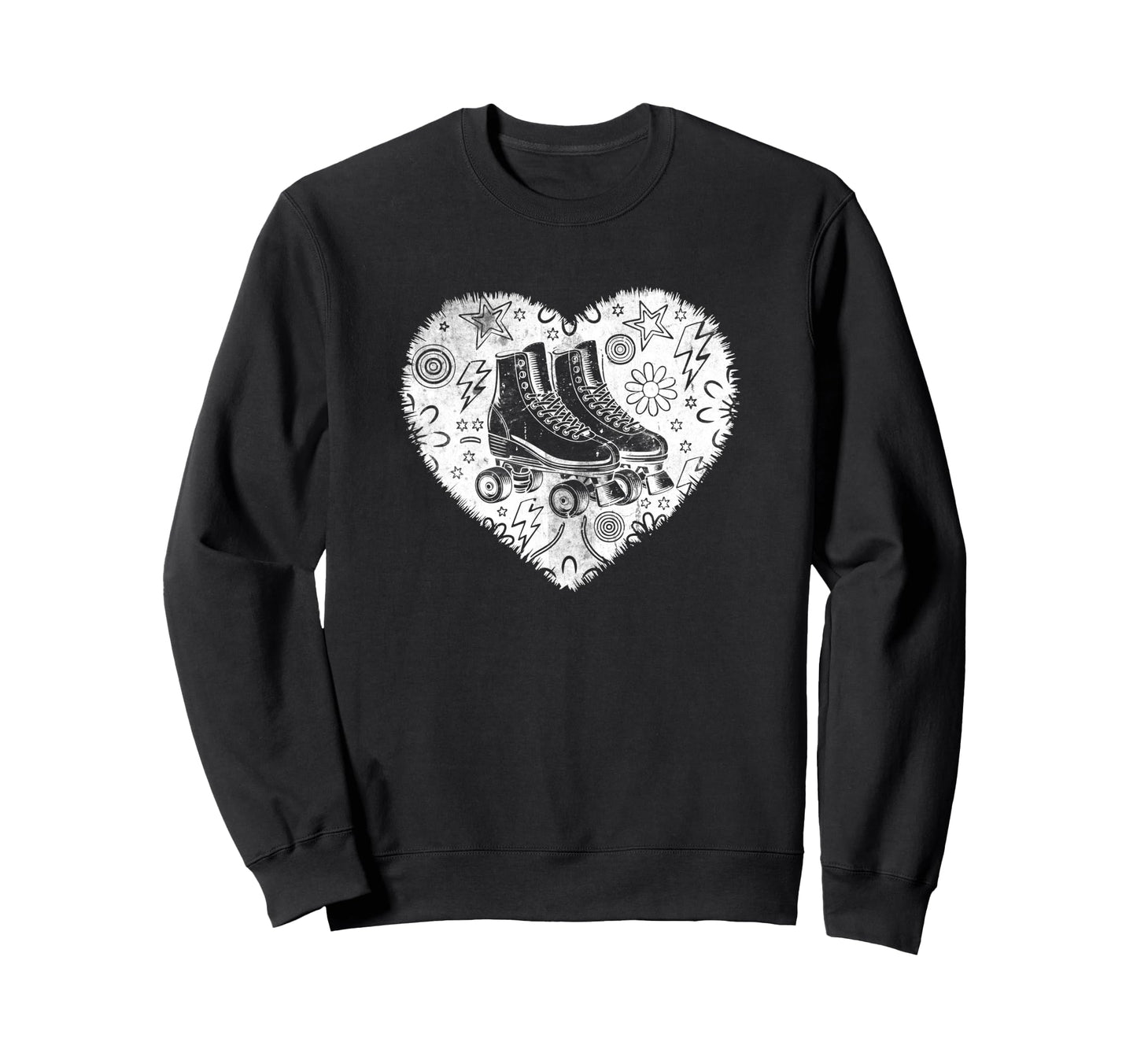 Roller Skating Heart Grunge Street Sweatshirt - Graphic Print Men Women - T-Shirt, Sweatshirt, Hoodie