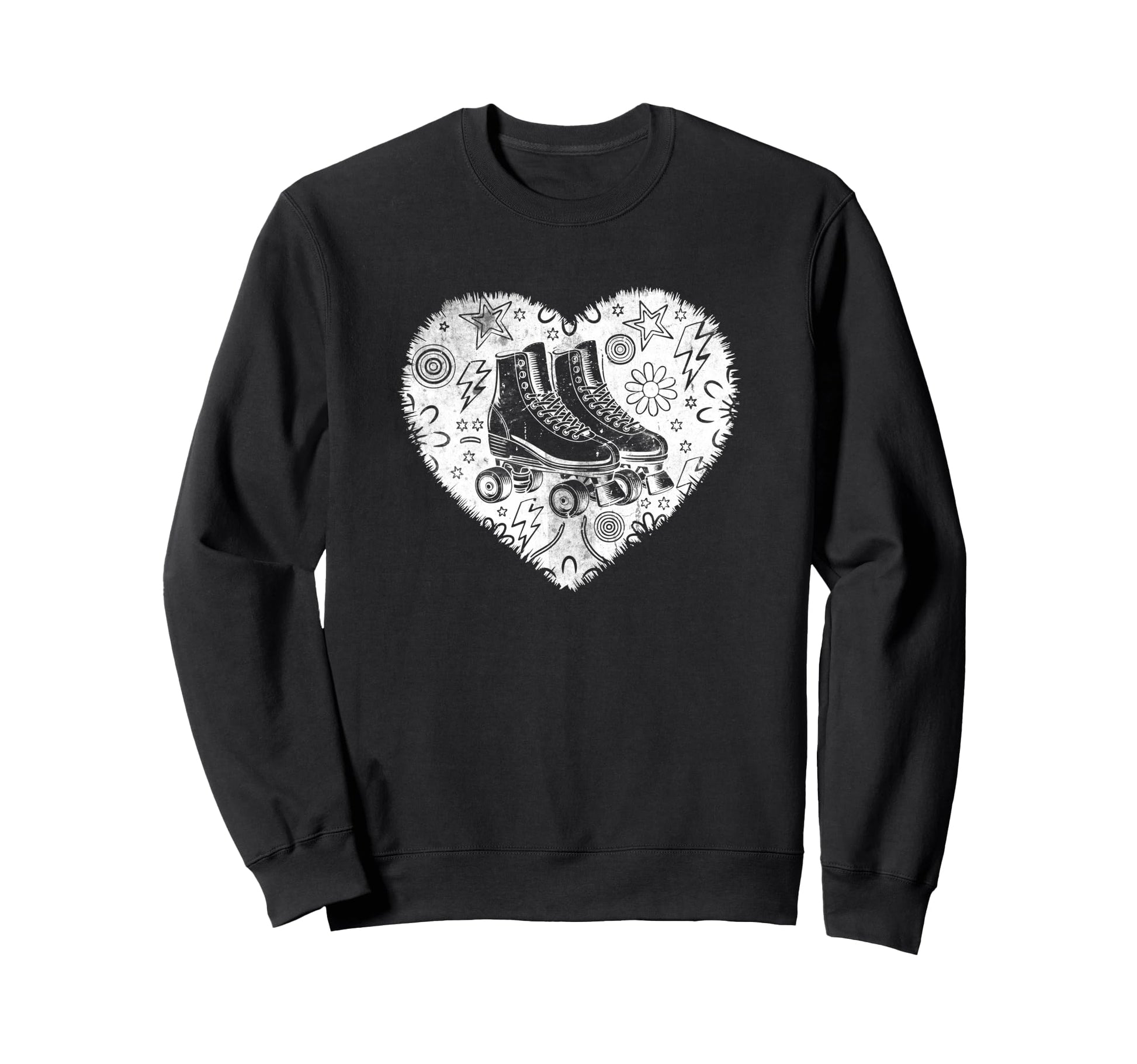 Roller Skating Heart Grunge Street Sweatshirt - Graphic Print Men Women - T-Shirt, Sweatshirt, Hoodie