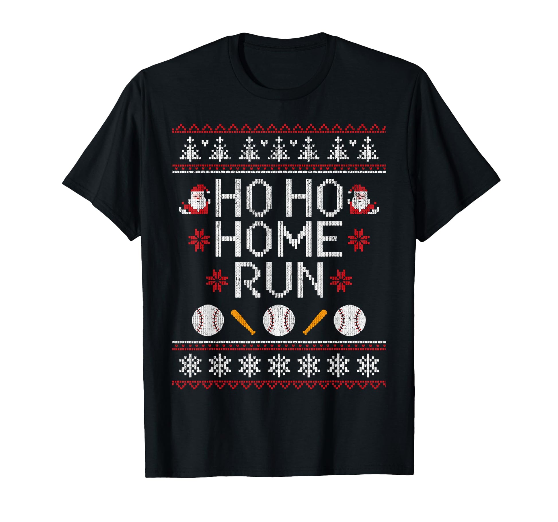 Ho Ho Home Run Funny Baseball Lover Ugly T-Shirt - Aesthetic Graphic Unisex - T-Shirt, Sweatshirt, Hoodie