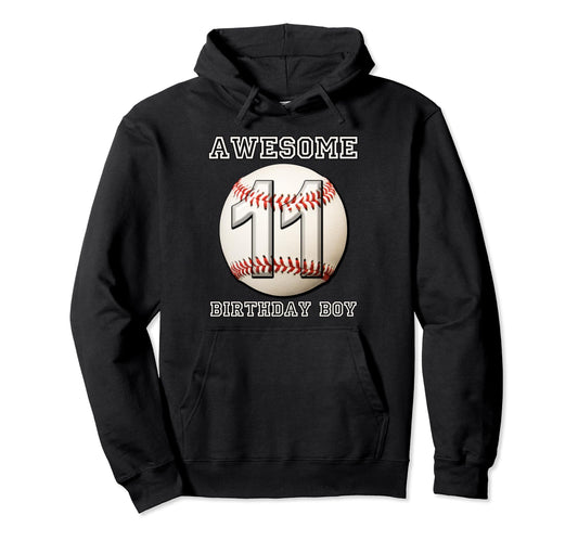 11 Years Old Baseball Themed 11Th Birthday Hoodie - Novelty Apparel Unisex - T-Shirt, Sweatshirt, Hoodie