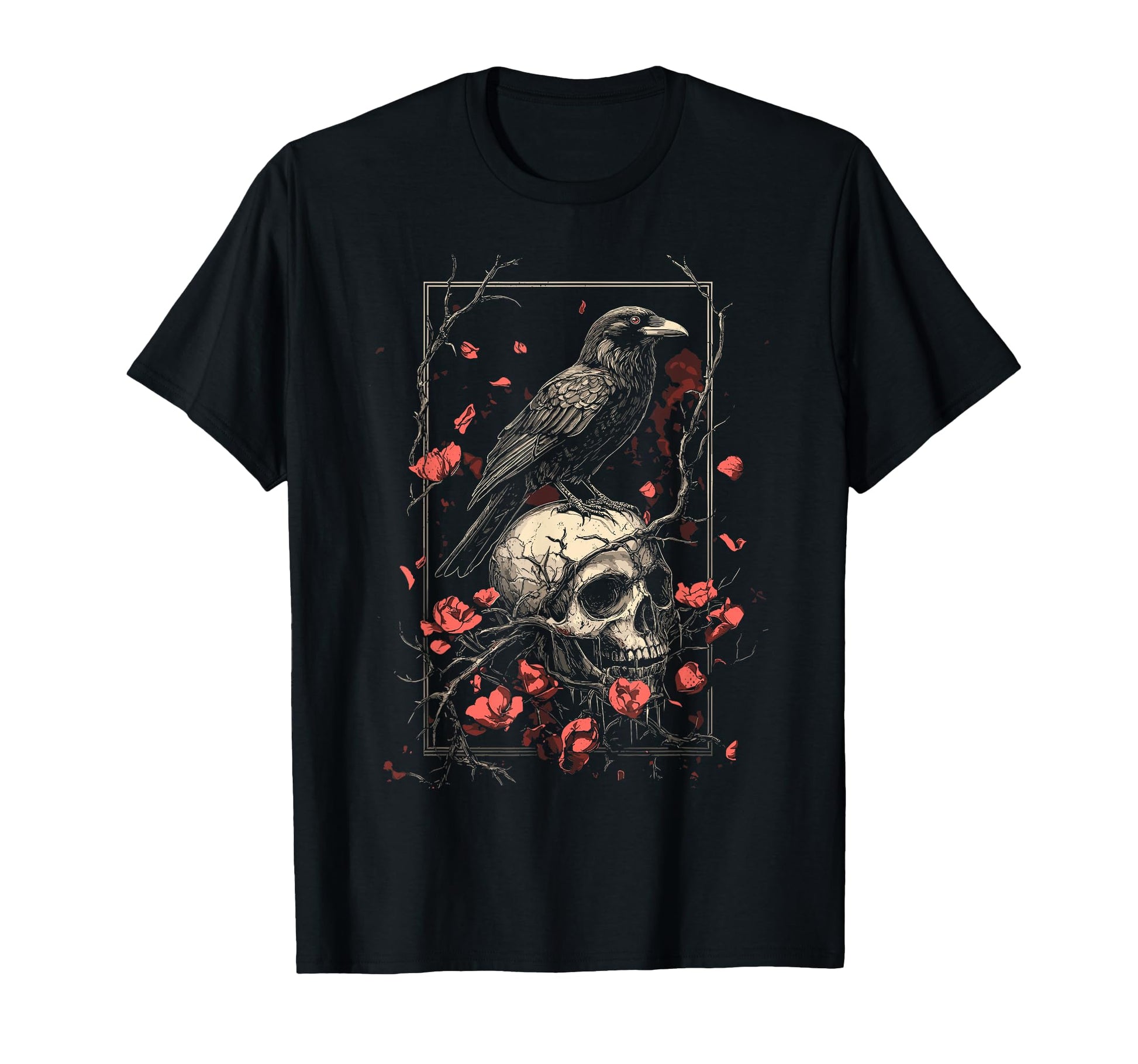 Raven Crow Y2K Grunge Aesthetic Dark T-Shirt - Custom Art Print Men Women - T-Shirt, Sweatshirt, Hoodie