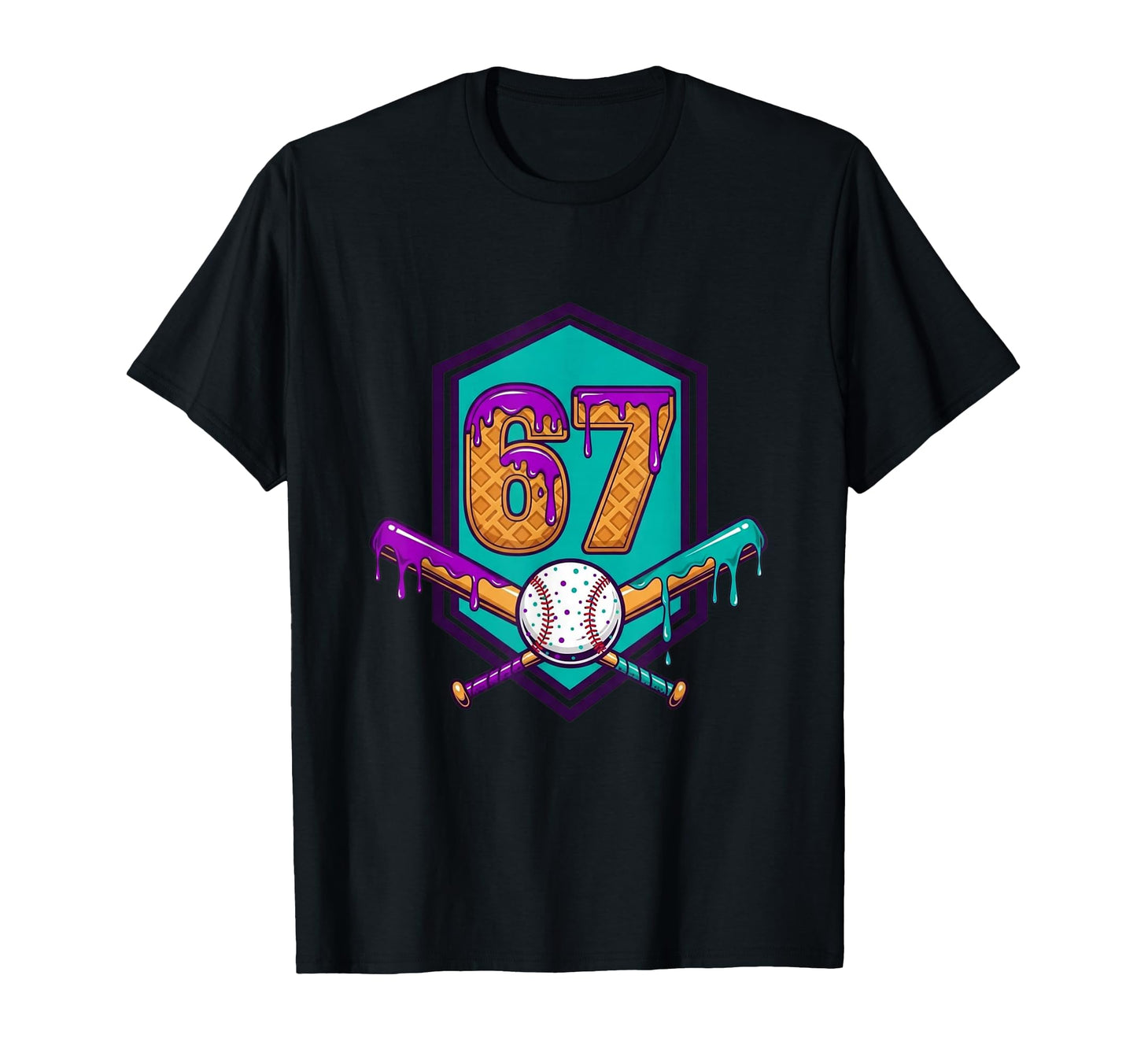 Baseball Drip Jersey Number 67 T-Shirt - Casual Everyday Wear for Adults - T-Shirt, Sweatshirt, Hoodie