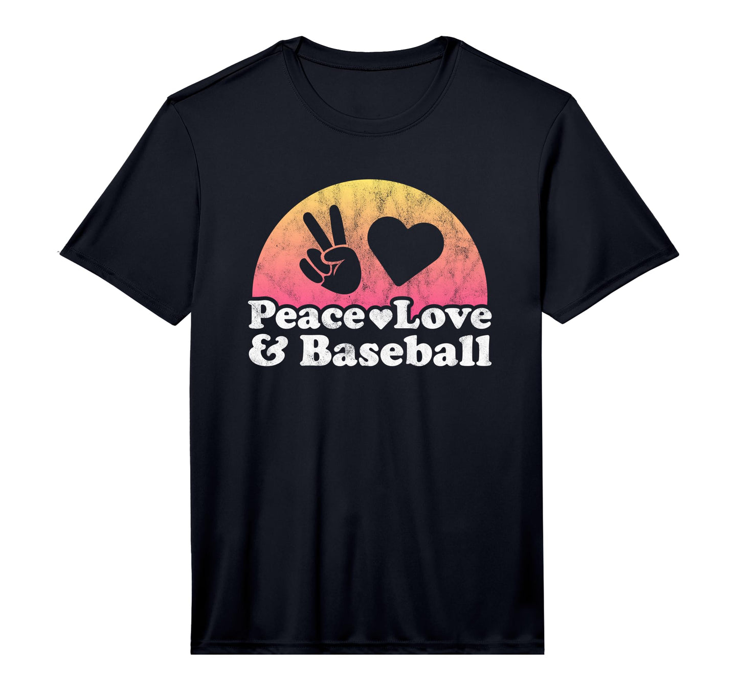 Peace Love And Baseball Performance T-Shirt - Novelty Apparel for Adults - T-Shirt, Sweatshirt, Hoodie