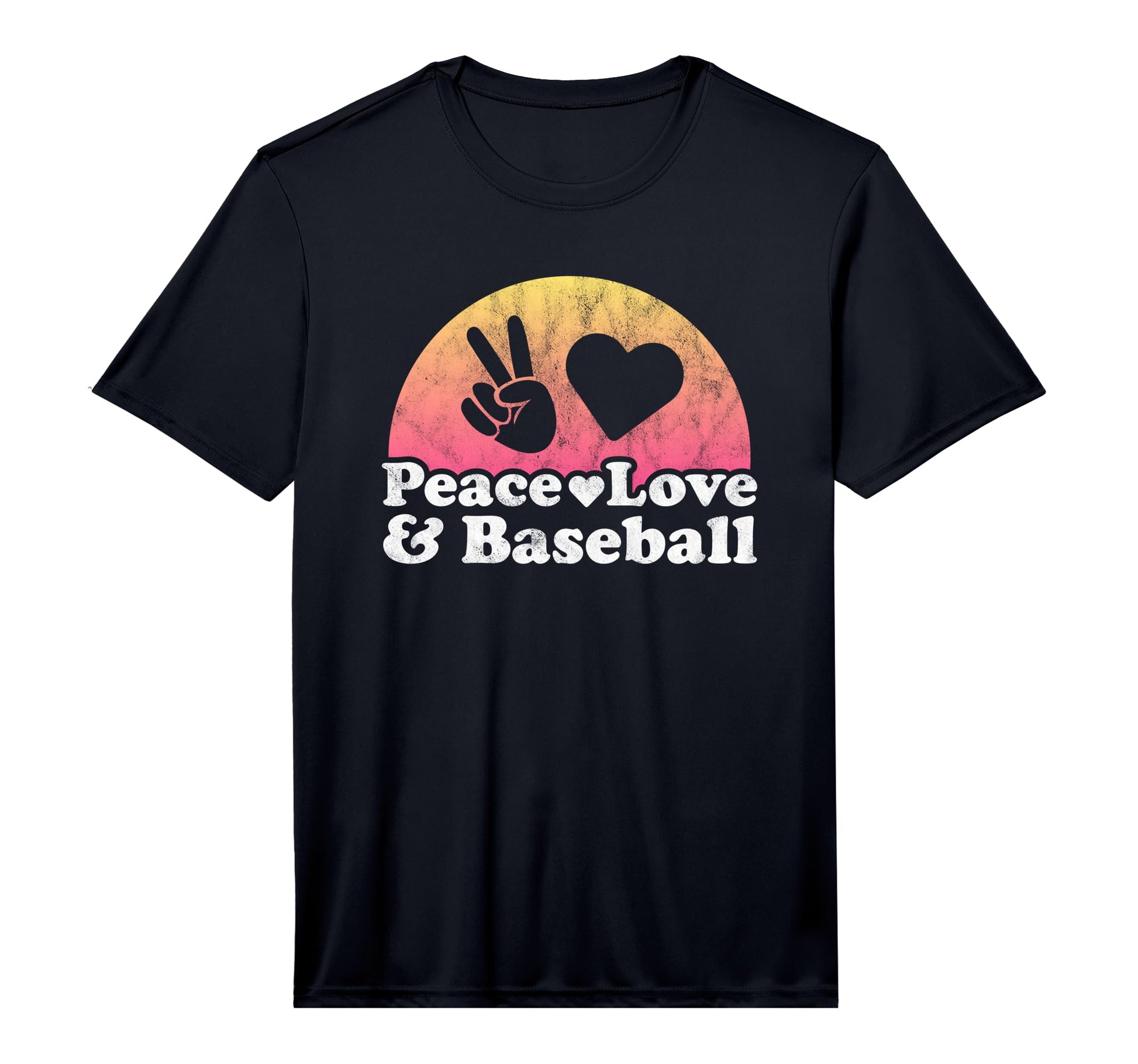 Peace Love And Baseball Performance T-Shirt - Novelty Apparel for Adults - T-Shirt, Sweatshirt, Hoodie
