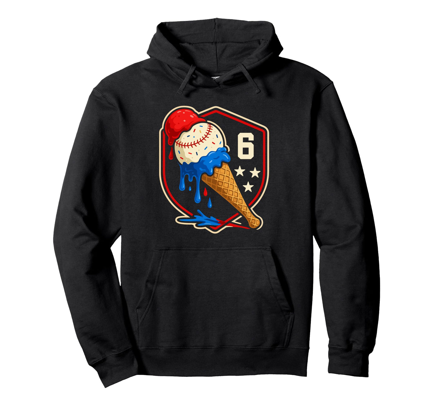 Baseball Drip 6 Year Old Ice Cream Drip Hoodie - Fun Novelty Design Unisex - T-Shirt, Sweatshirt, Hoodie