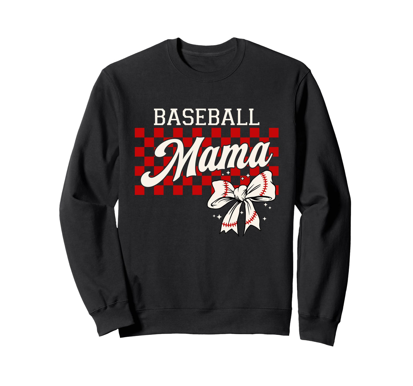 Checkered Baseball Mom Art Coquette Sweatshirt - Fun Novelty Design Unisex - T-Shirt, Sweatshirt, Hoodie