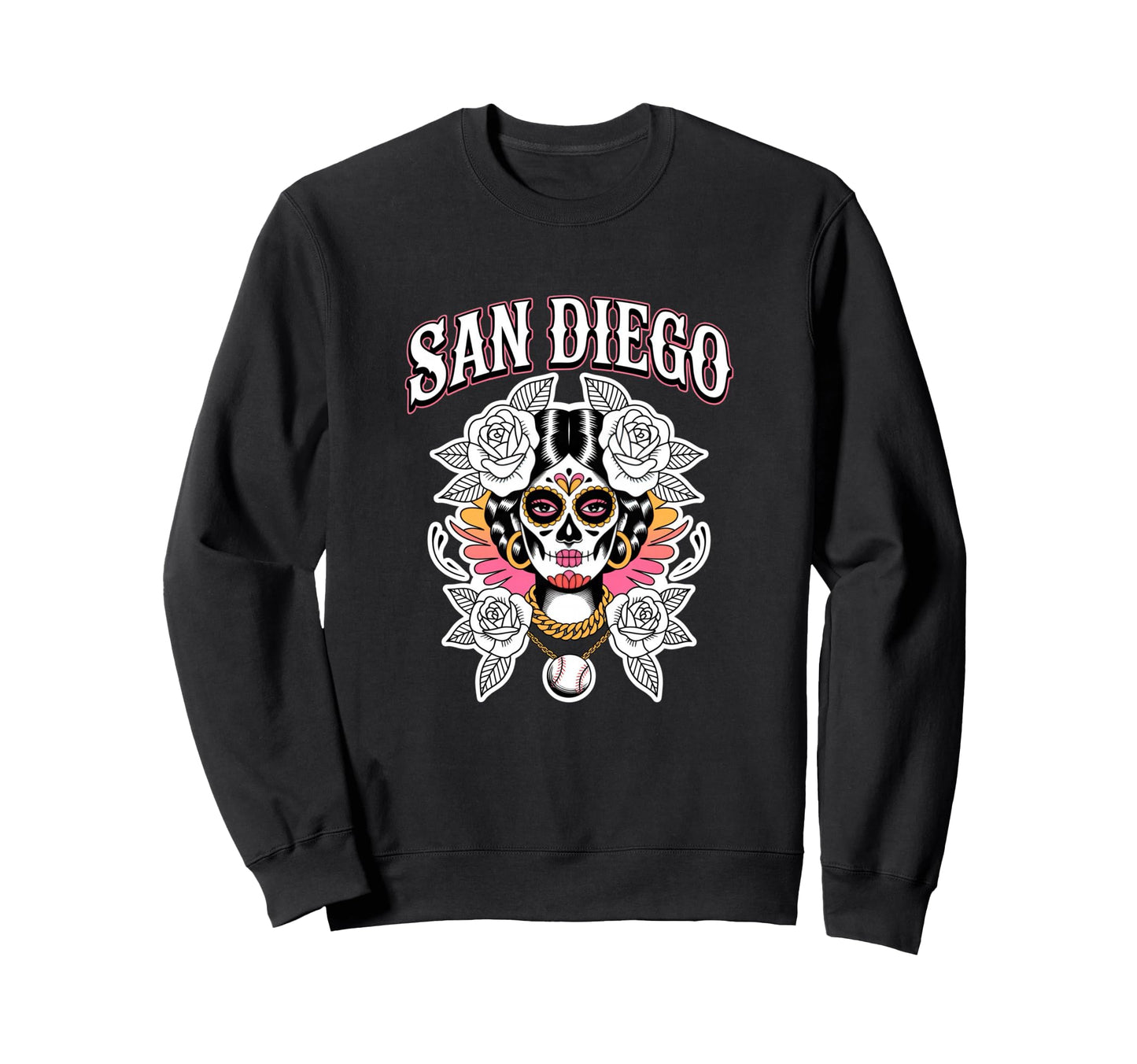 San Diego Sugar Skull Traditional Sweatshirt - Aesthetic Graphic Unisex - T-Shirt, Sweatshirt, Hoodie