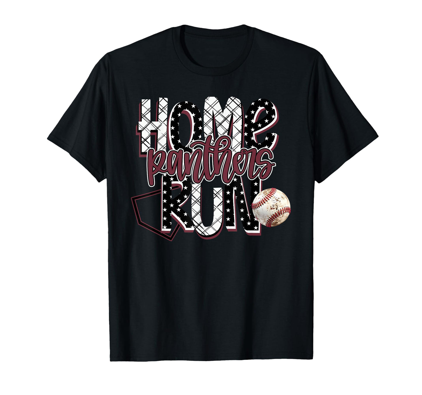 Home Run Panthers Baseball Maroon T-Shirt - Casual Everyday Wear Men Women - T-Shirt, Sweatshirt, Hoodie