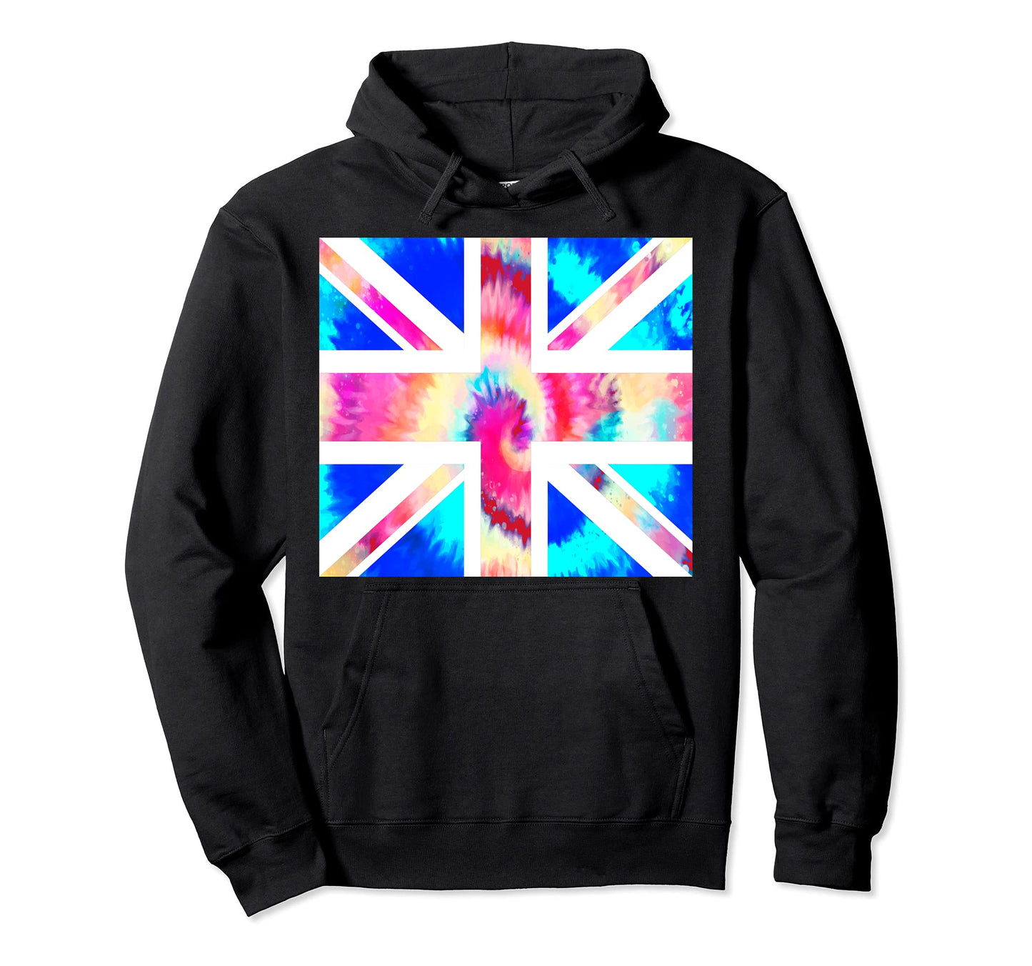 British Flag Psychedelic 60S London Hoodie - Minimalist Print for Adults - T-Shirt, Sweatshirt, Hoodie
