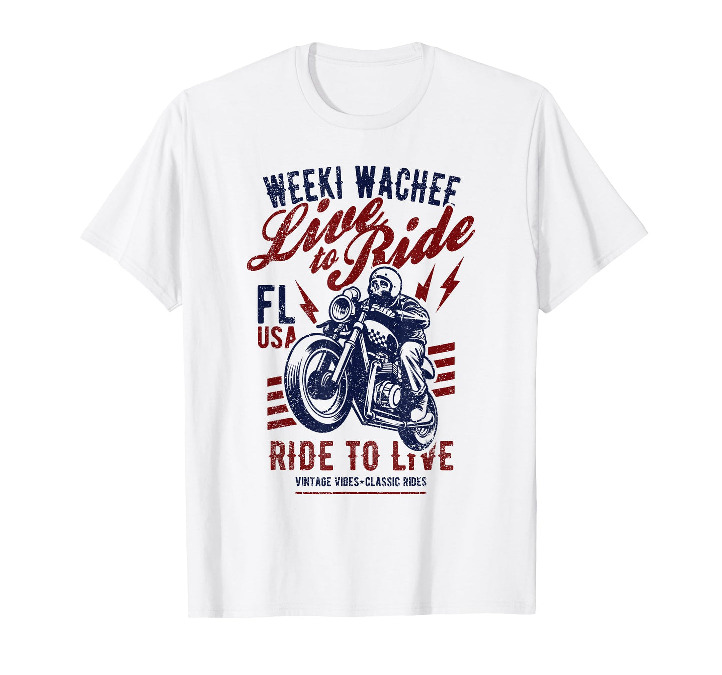 Weeki Wachee Florida Motorcycle Skull T-Shirt - Graphic Print for Adults - T-Shirt, Sweatshirt, Hoodie
