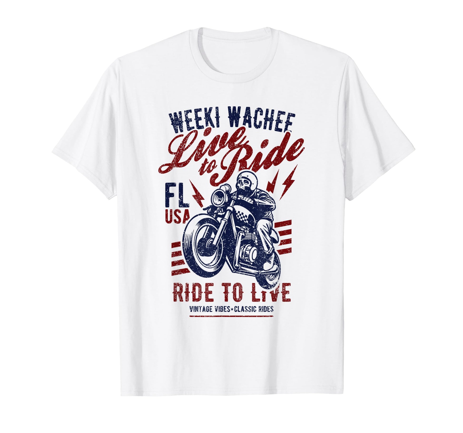 Weeki Wachee Florida Motorcycle Skull T-Shirt - Graphic Print for Adults - T-Shirt, Sweatshirt, Hoodie