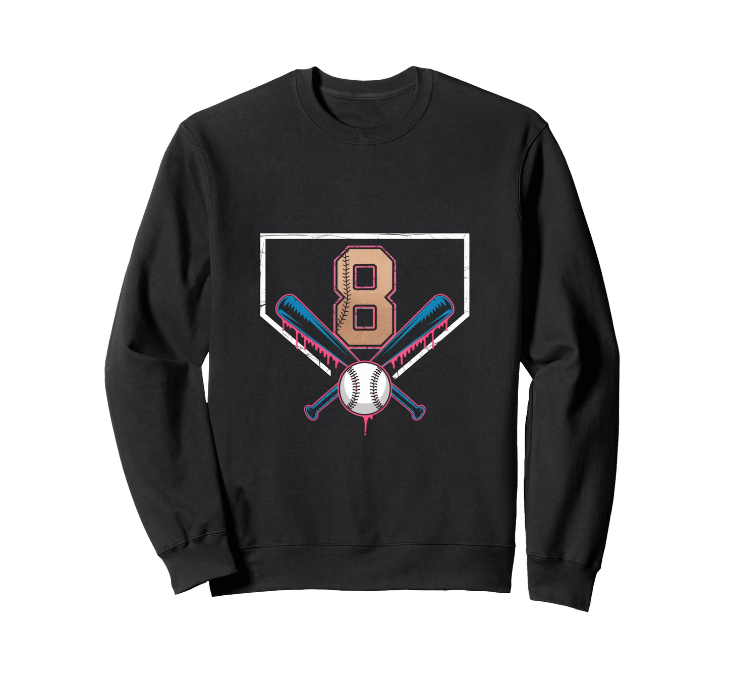 8Th Birthday Baseball Home Ice Cream Sweatshirt - Graphic Print for Adults - T-Shirt, Sweatshirt, Hoodie
