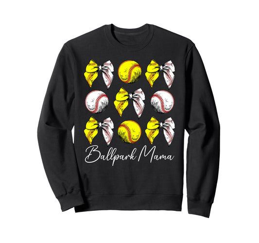 Ballpark Mama Coquette Softball Sweatshirt - Novelty Apparel Unisex - T-Shirt, Sweatshirt, Hoodie