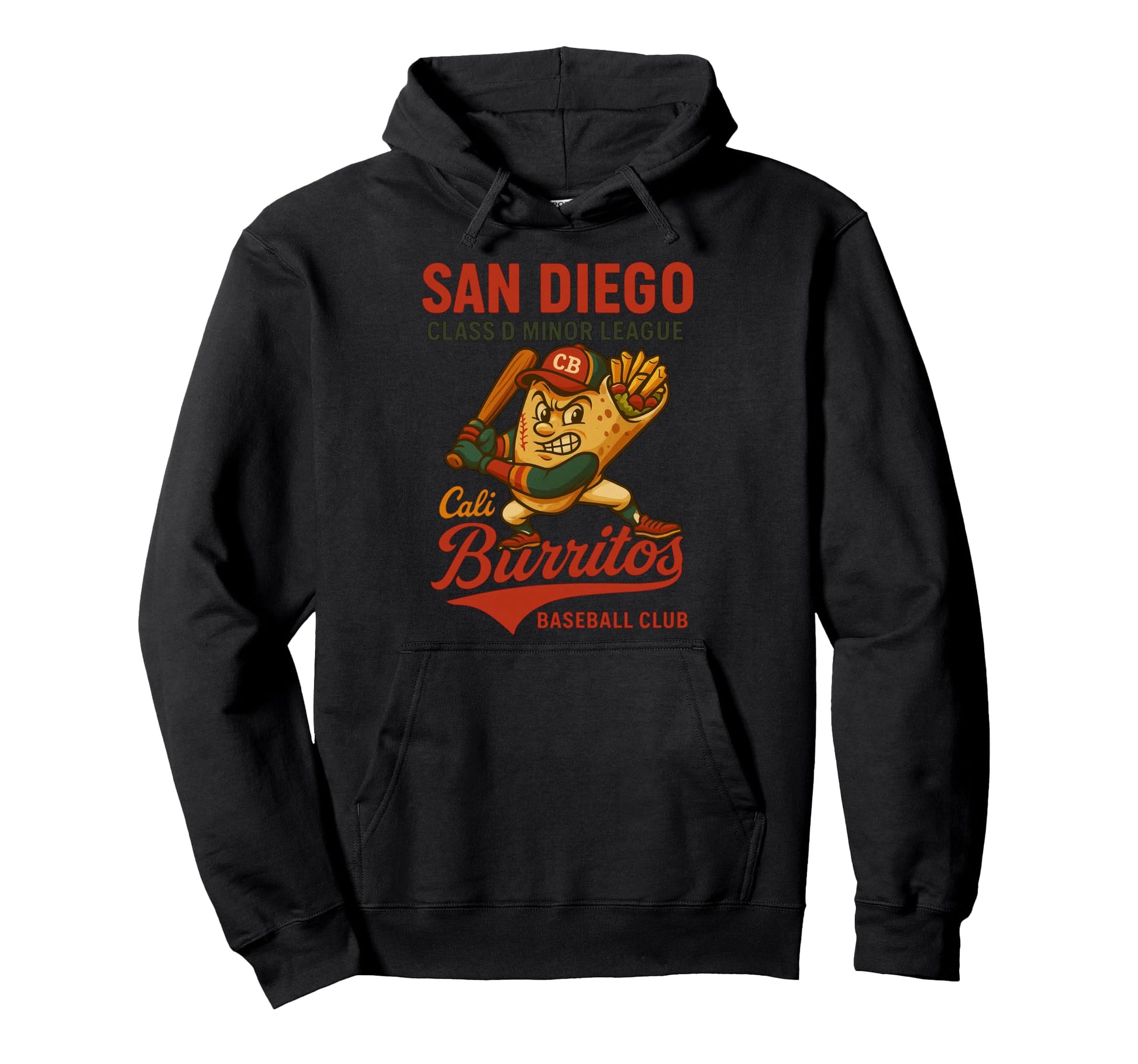 San Diego Cali Burritos Minor League Hoodie - Fun Novelty Design Men Women - T-Shirt, Sweatshirt, Hoodie
