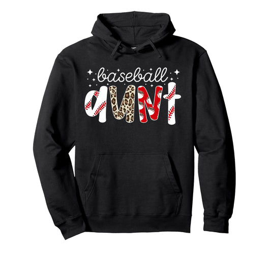 Baseball Aunt Leopard Aunt Baseball Hoodie - Minimalist Print Men Women - T-Shirt, Sweatshirt, Hoodie