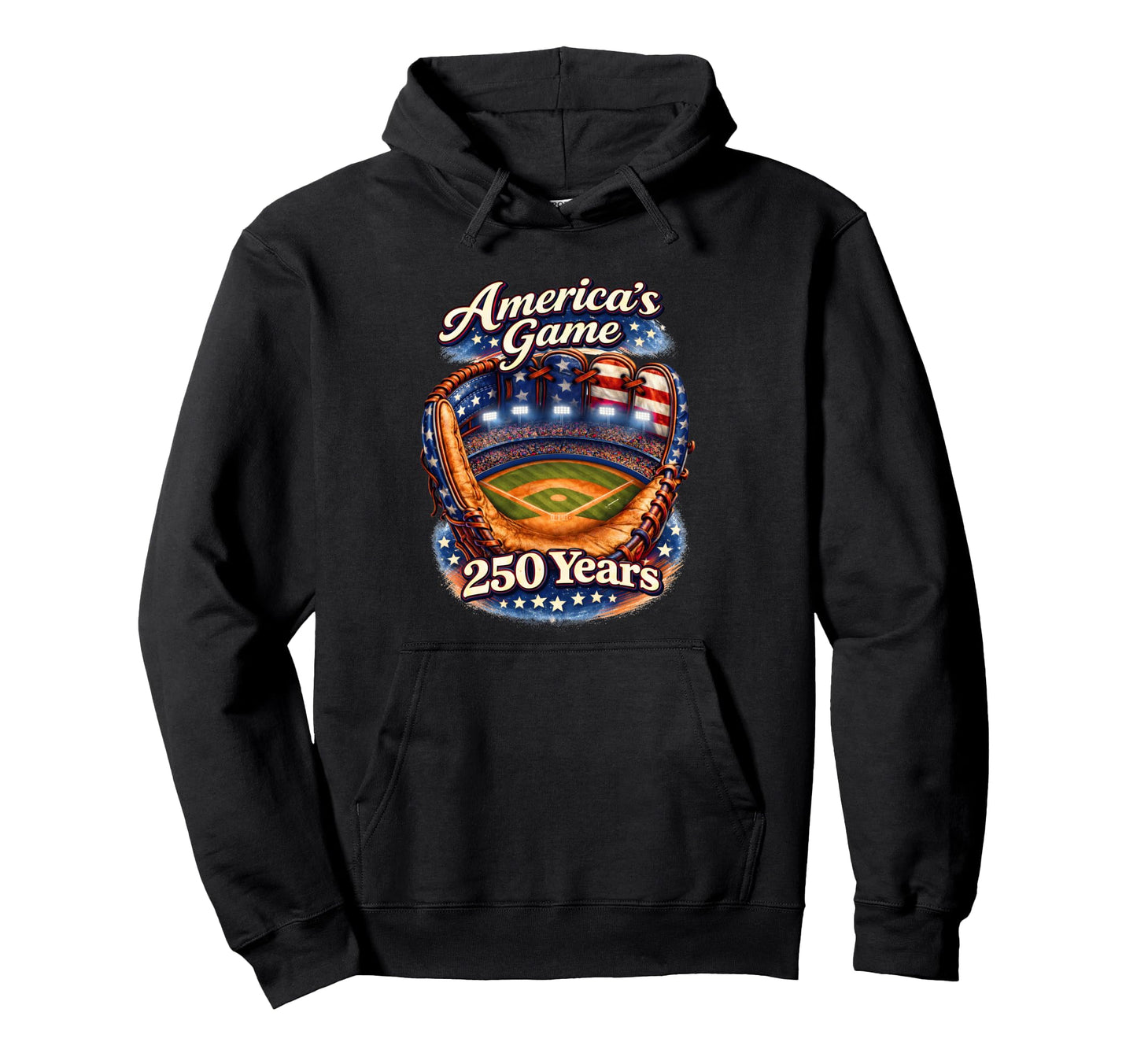Baseball Americas Game 250 Years Hoodie - Fun Novelty Design for Adults - T-Shirt, Sweatshirt, Hoodie