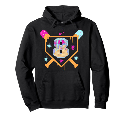 8Th Birthday Baseball Drip 8 Year Old Hoodie - Novelty Apparel for Adults - T-Shirt, Sweatshirt, Hoodie