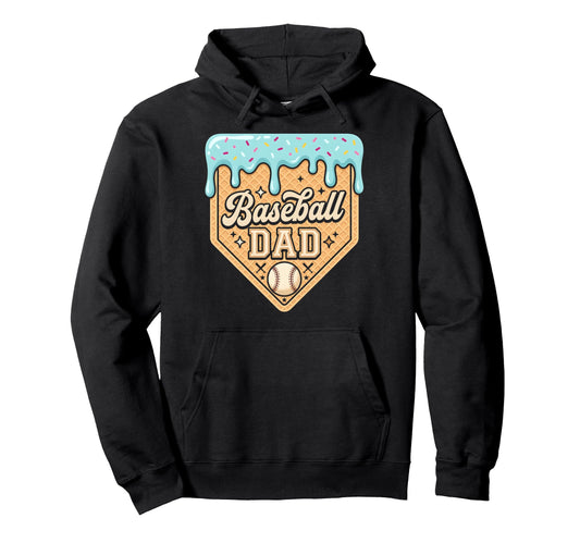 Baseball Dad Funny Fathers Day Dad Hoodie - Aesthetic Graphic for Adults - T-Shirt, Sweatshirt, Hoodie