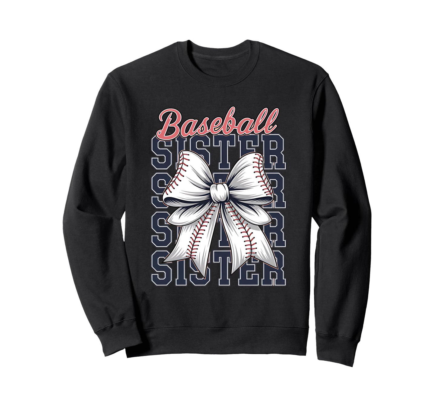 Baseball Sister Coquette Bow Sweatshirt - Minimalist Print Unisex - T-Shirt, Sweatshirt, Hoodie