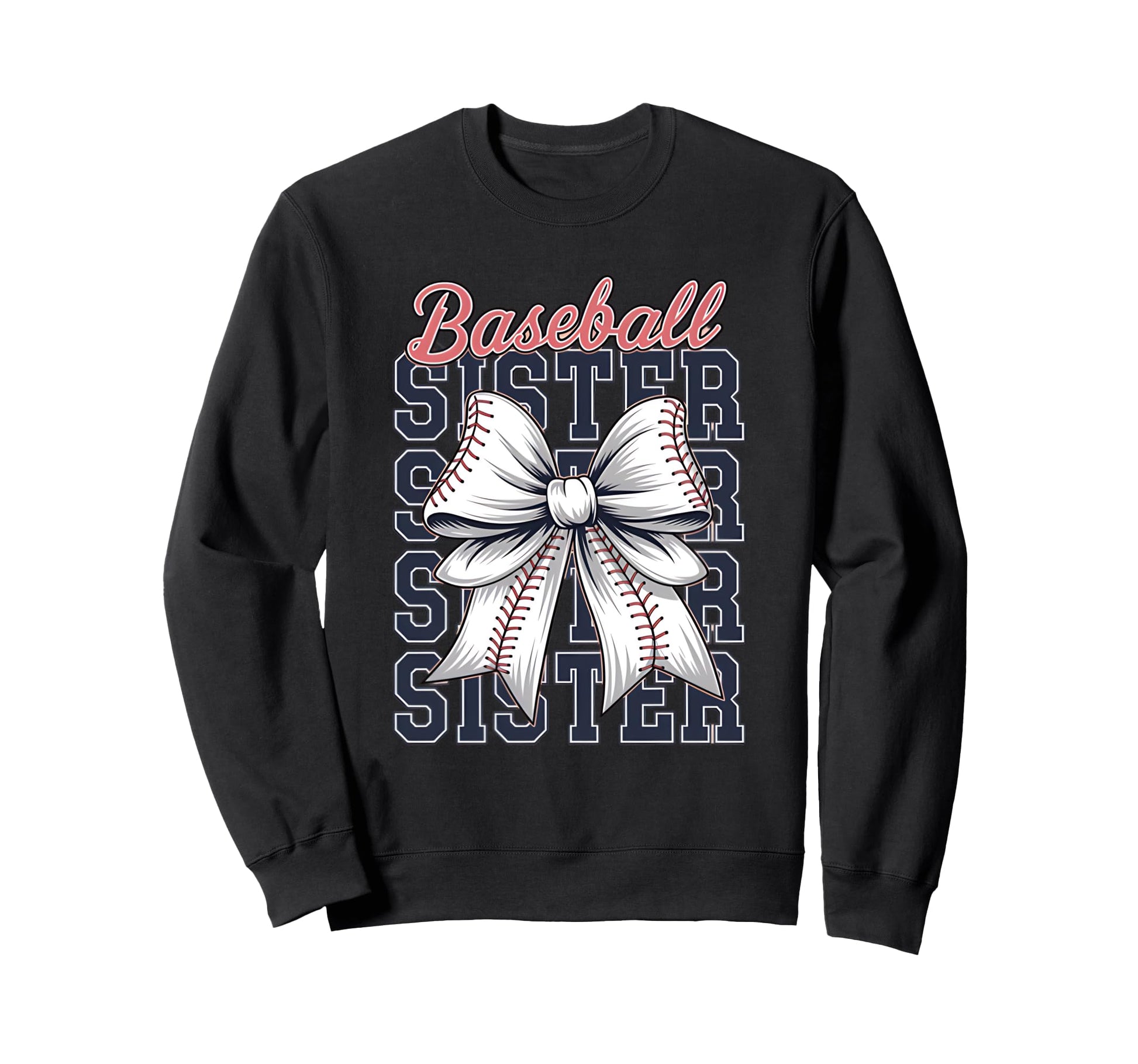 Baseball Sister Coquette Bow Sweatshirt - Minimalist Print Unisex - T-Shirt, Sweatshirt, Hoodie