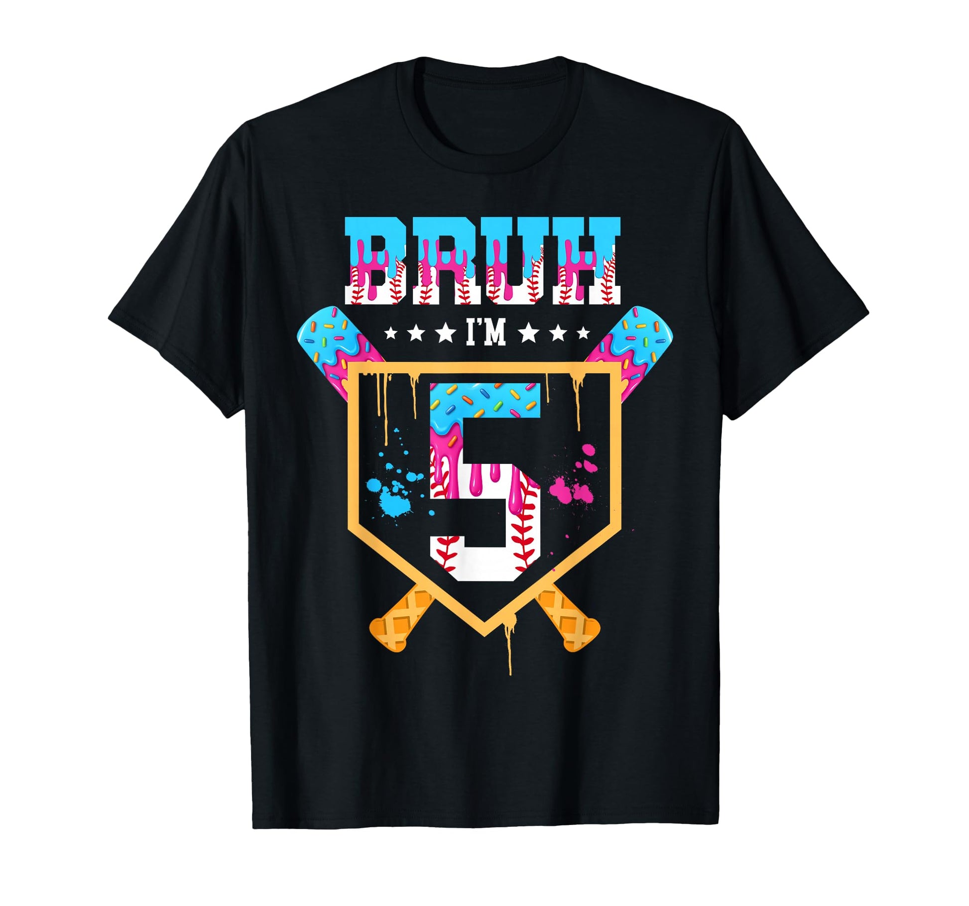 Baseball 5 Year Old Ice Cream Drip 5Th T-Shirt - Streetwear Style Unisex - T-Shirt, Sweatshirt, Hoodie