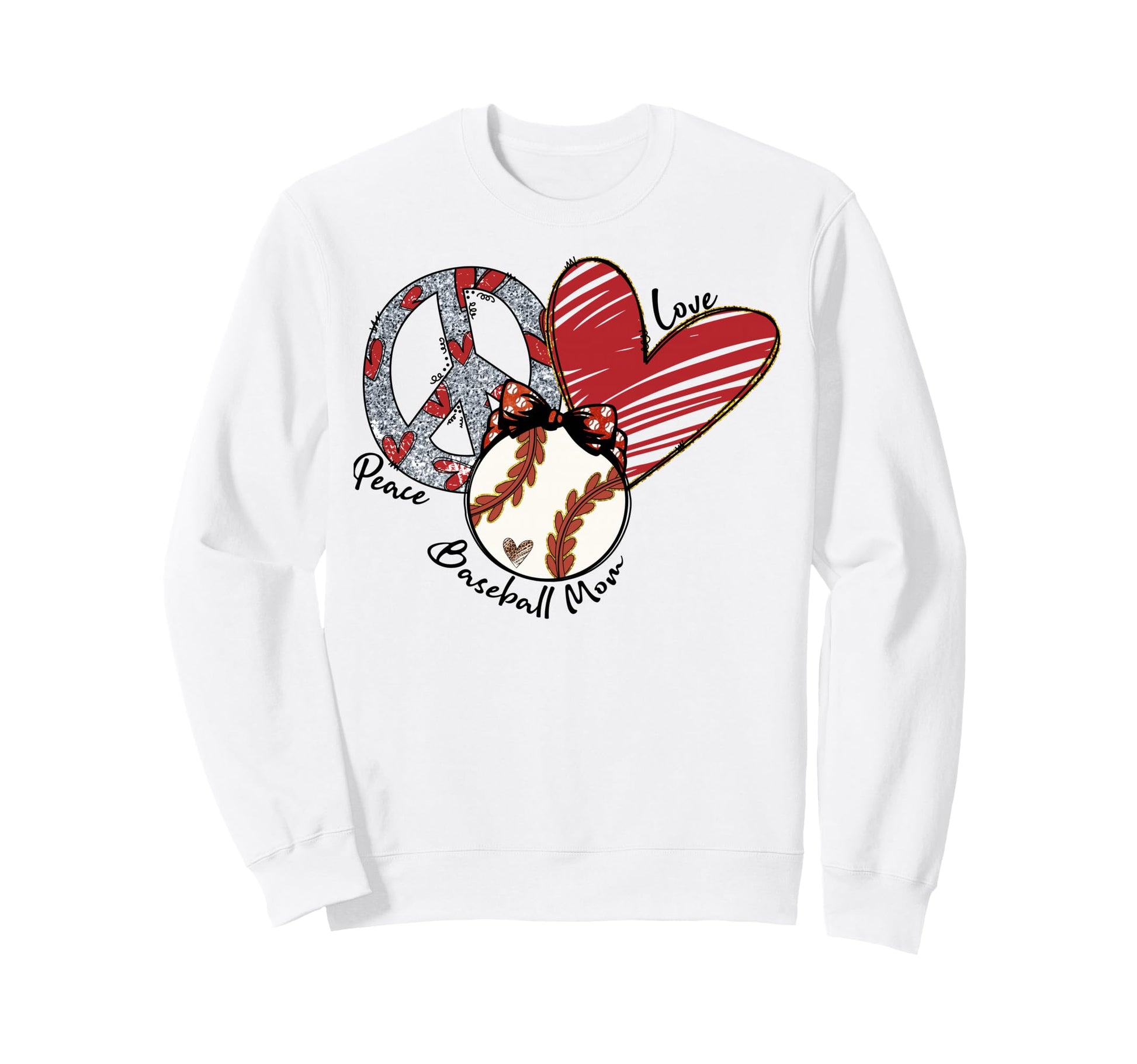 Peace Love Baseball Mom Leopard Sweatshirt - Minimalist Print for Adults - T-Shirt, Sweatshirt, Hoodie