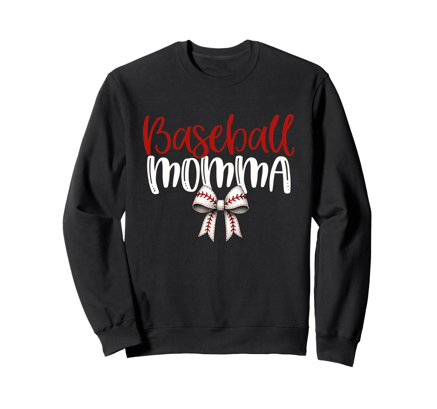 Baseball Momma Coquette Bow Sweatshirt - Casual Everyday Wear for Adults - T-Shirt, Sweatshirt, Hoodie