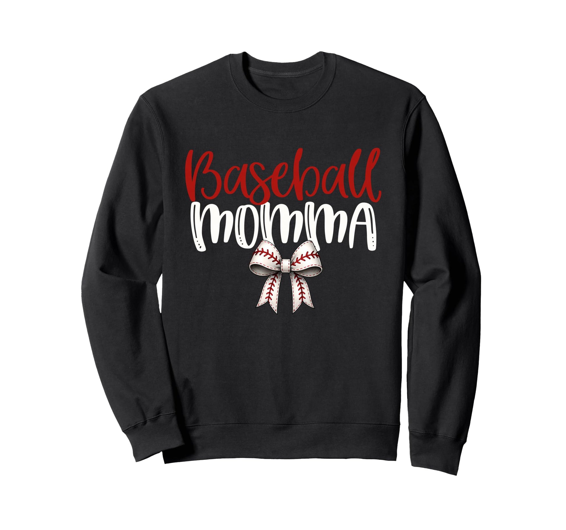 Baseball Momma Coquette Bow Sweatshirt - Casual Everyday Wear for Adults - T-Shirt, Sweatshirt, Hoodie