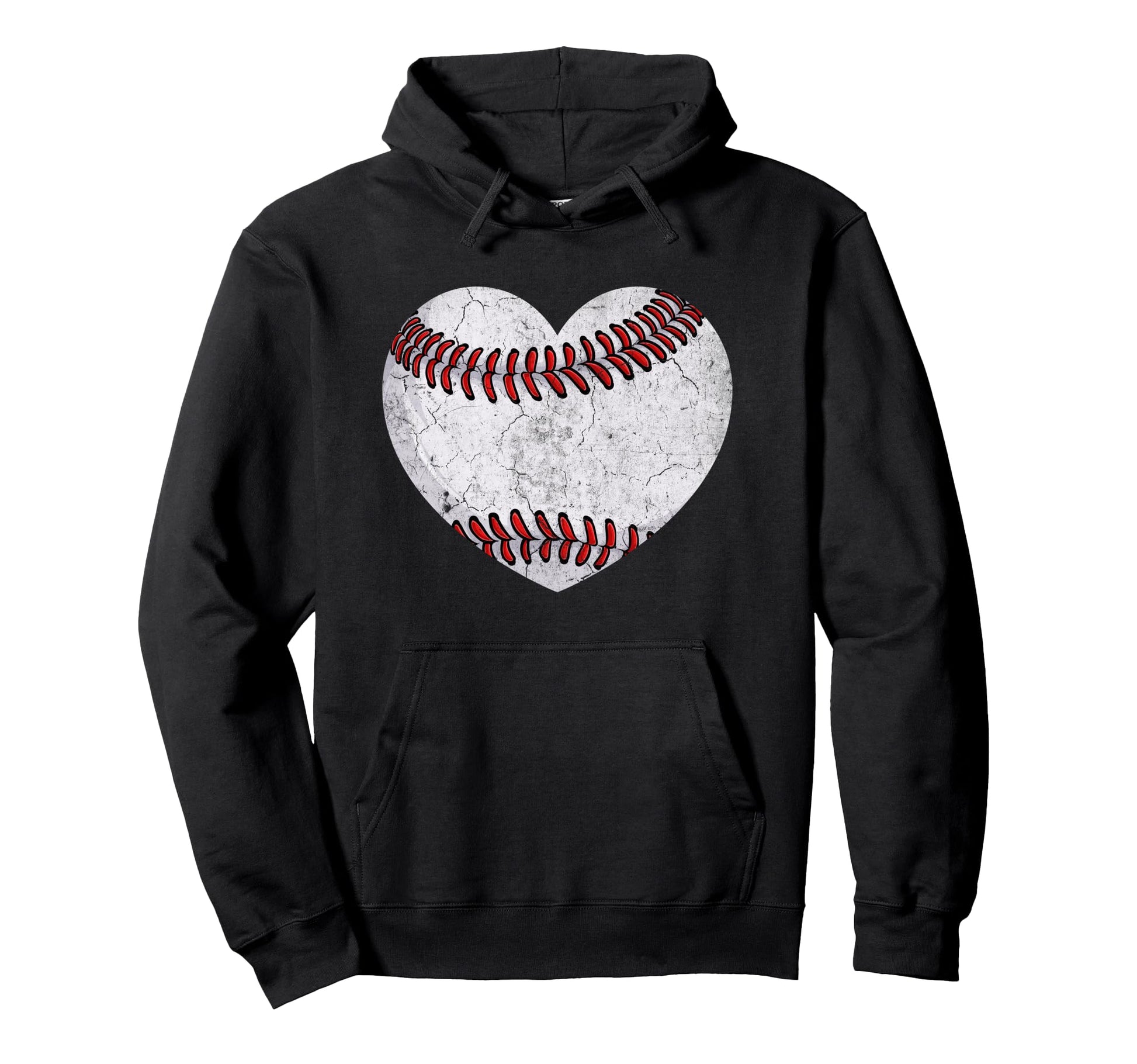 Distressed Heart Baseball Heart Mom Mama Hoodie - Graphic Print Men Women - T-Shirt, Sweatshirt, Hoodie