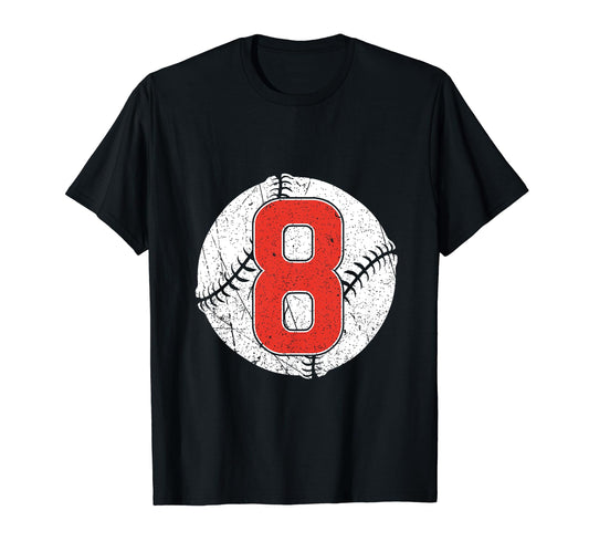 Baseball Birthday 8Th Birthday Party T-Shirt - Unique Graphic Unisex - T-Shirt, Sweatshirt, Hoodie