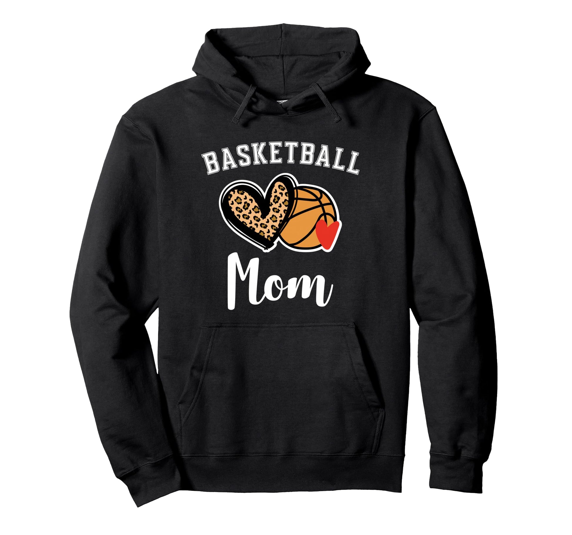 Basketball Mom Leopard Heart Hoodie - Fun Novelty Design Unisex - T-Shirt, Sweatshirt, Hoodie