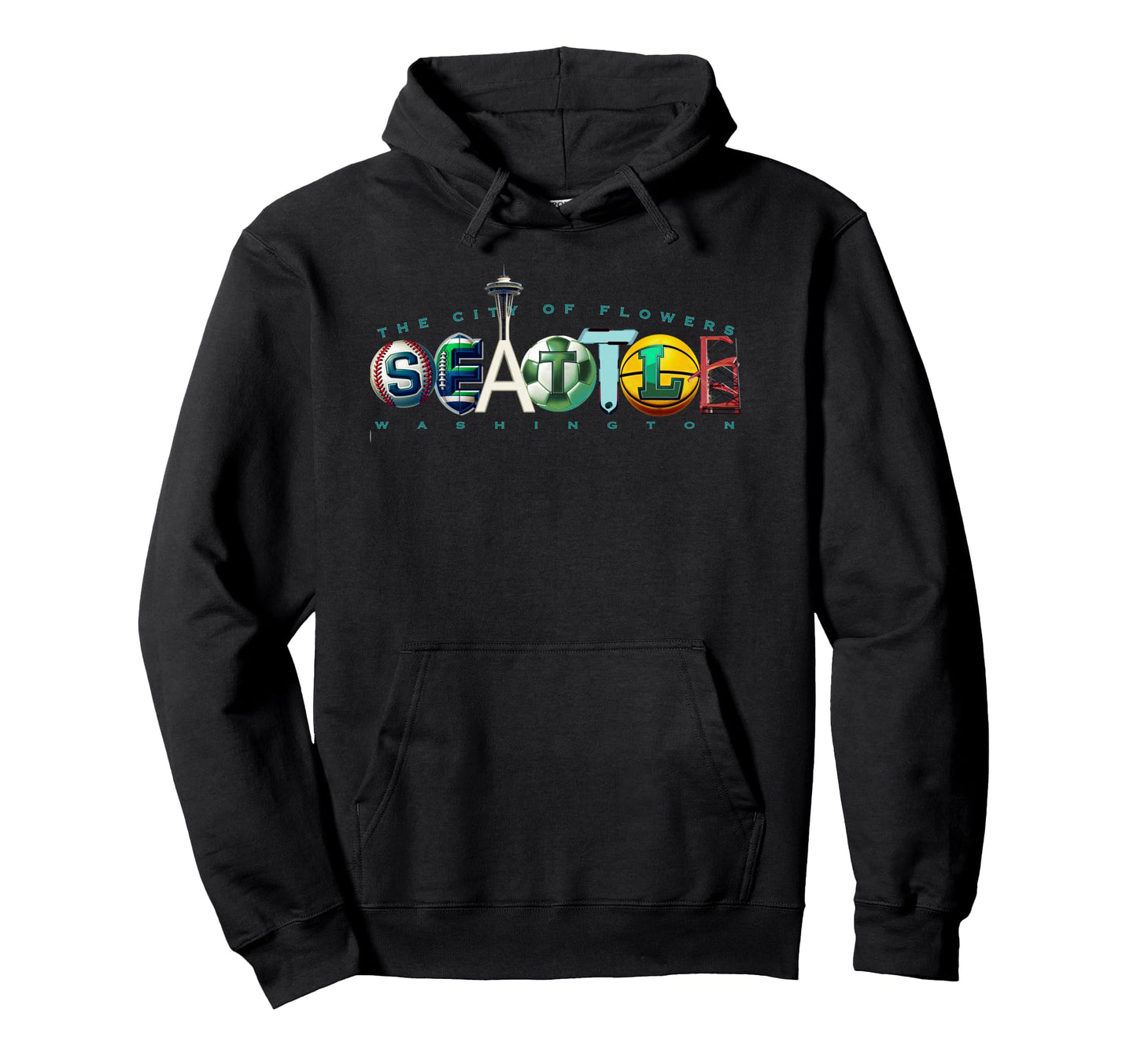 Seattle Wa City Name Typography Hoodie - Trendy Graphic for Adults - T-Shirt, Sweatshirt, Hoodie