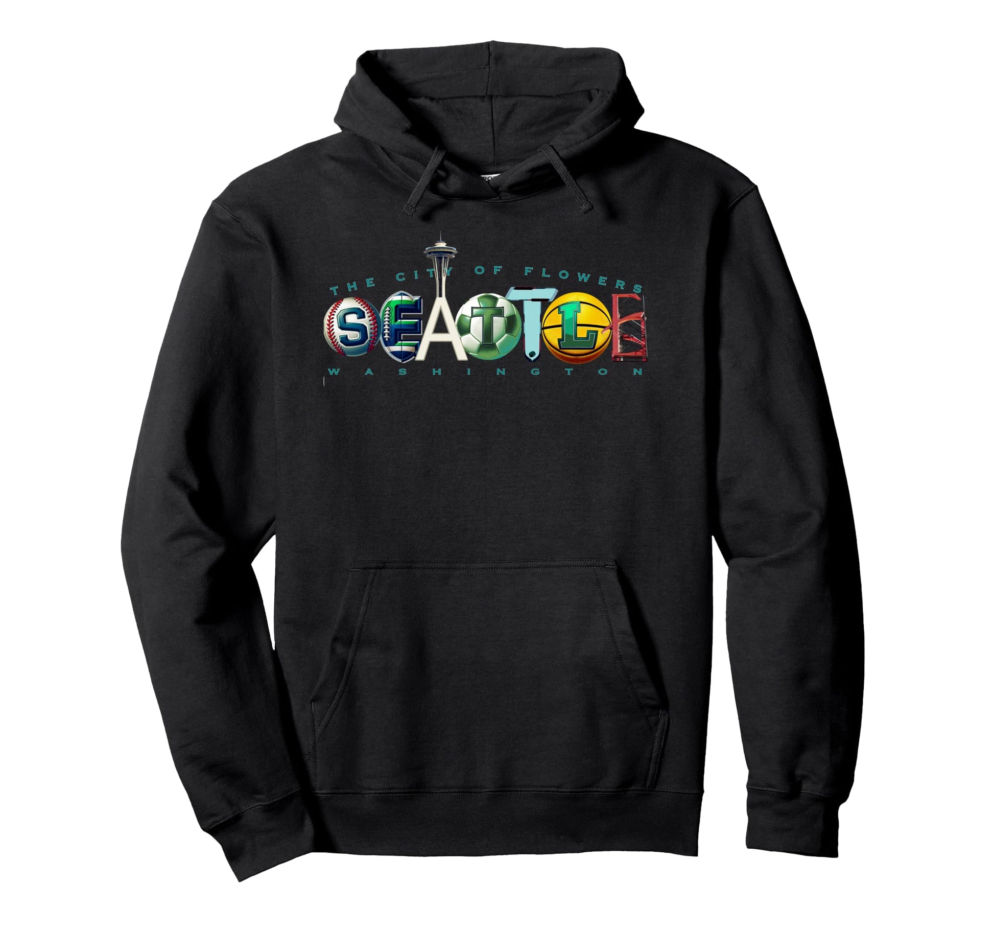 Seattle Wa City Name Typography Hoodie - Trendy Graphic for Adults - T-Shirt, Sweatshirt, Hoodie
