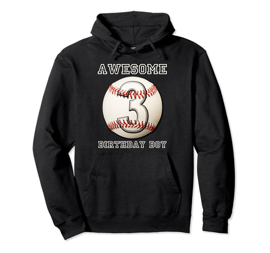 3 Years Old Baseball Themed 3Rd Birthday Hoodie - Trendy Graphic Men Women - T-Shirt, Sweatshirt, Hoodie