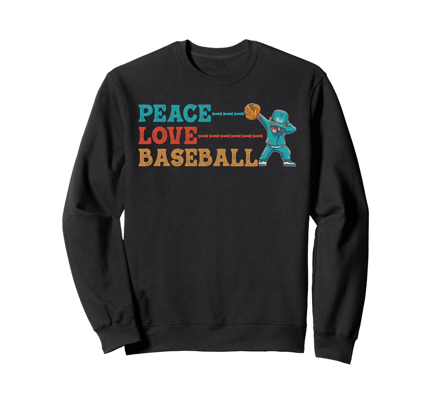 Peace Love Baseball Sweatshirt - Aesthetic Graphic Men Women - T-Shirt, Sweatshirt, Hoodie