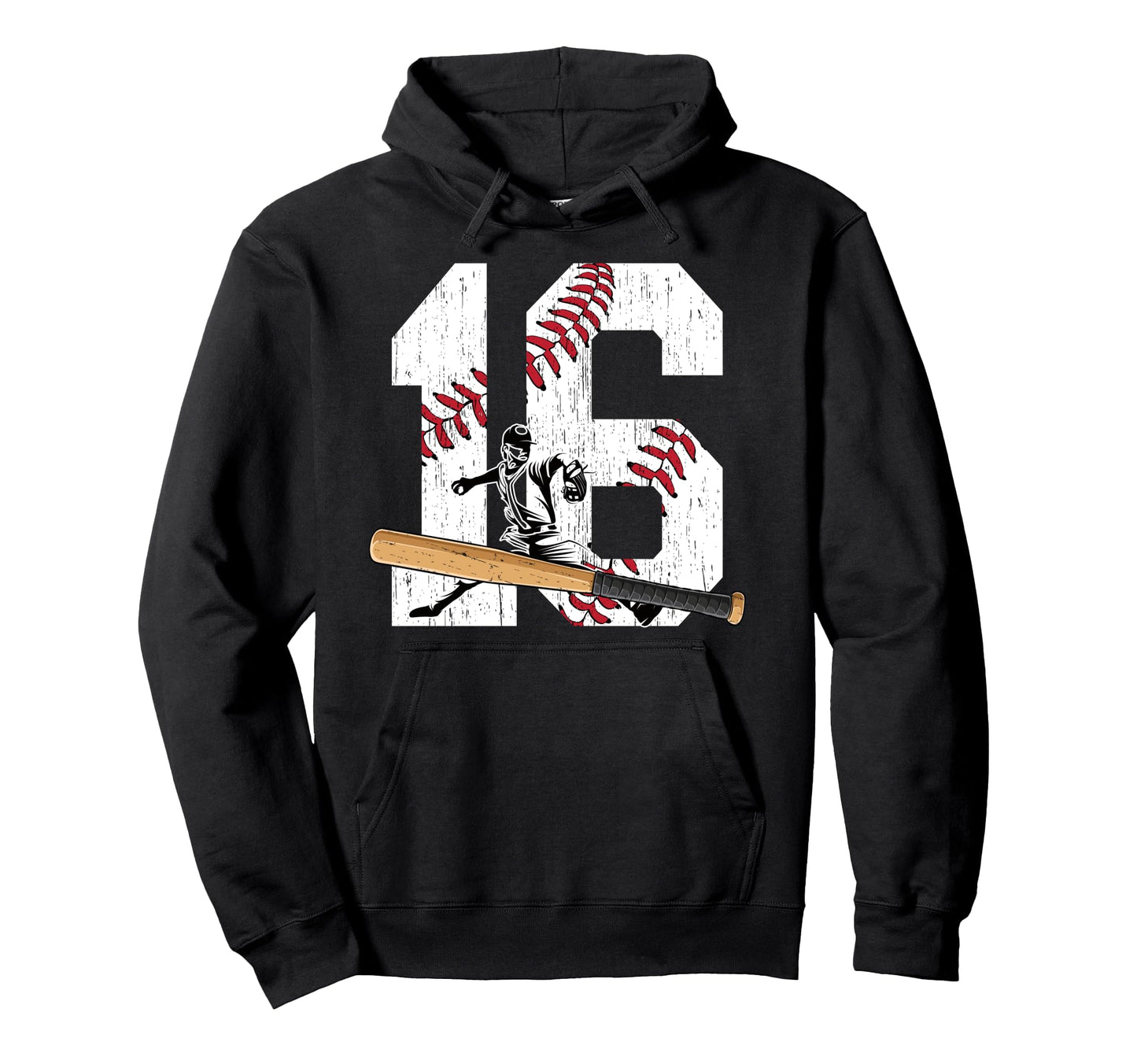 16Th Birthday Baseball Sixteen Year Hoodie - Novelty Apparel for Adults - T-Shirt, Sweatshirt, Hoodie