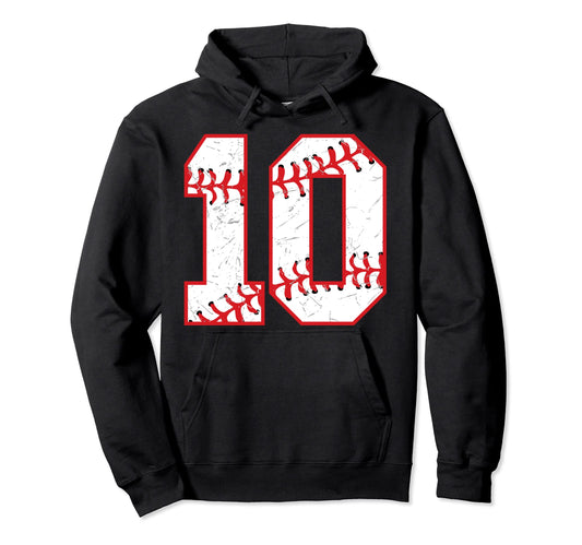 10 Birthday Baseball Theme Bday Party Hoodie - Minimalist Print for Adults - T-Shirt, Sweatshirt, Hoodie