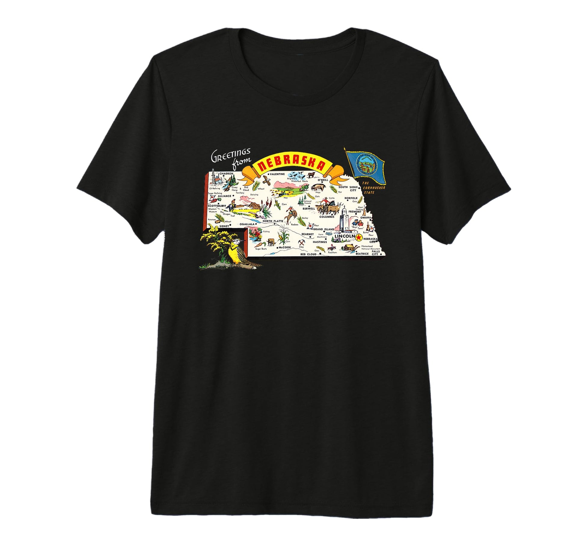 Greetings From Nebraska Map Tri Blend T-Shirt - Custom Art Print Men Women - T-Shirt, Sweatshirt, Hoodie
